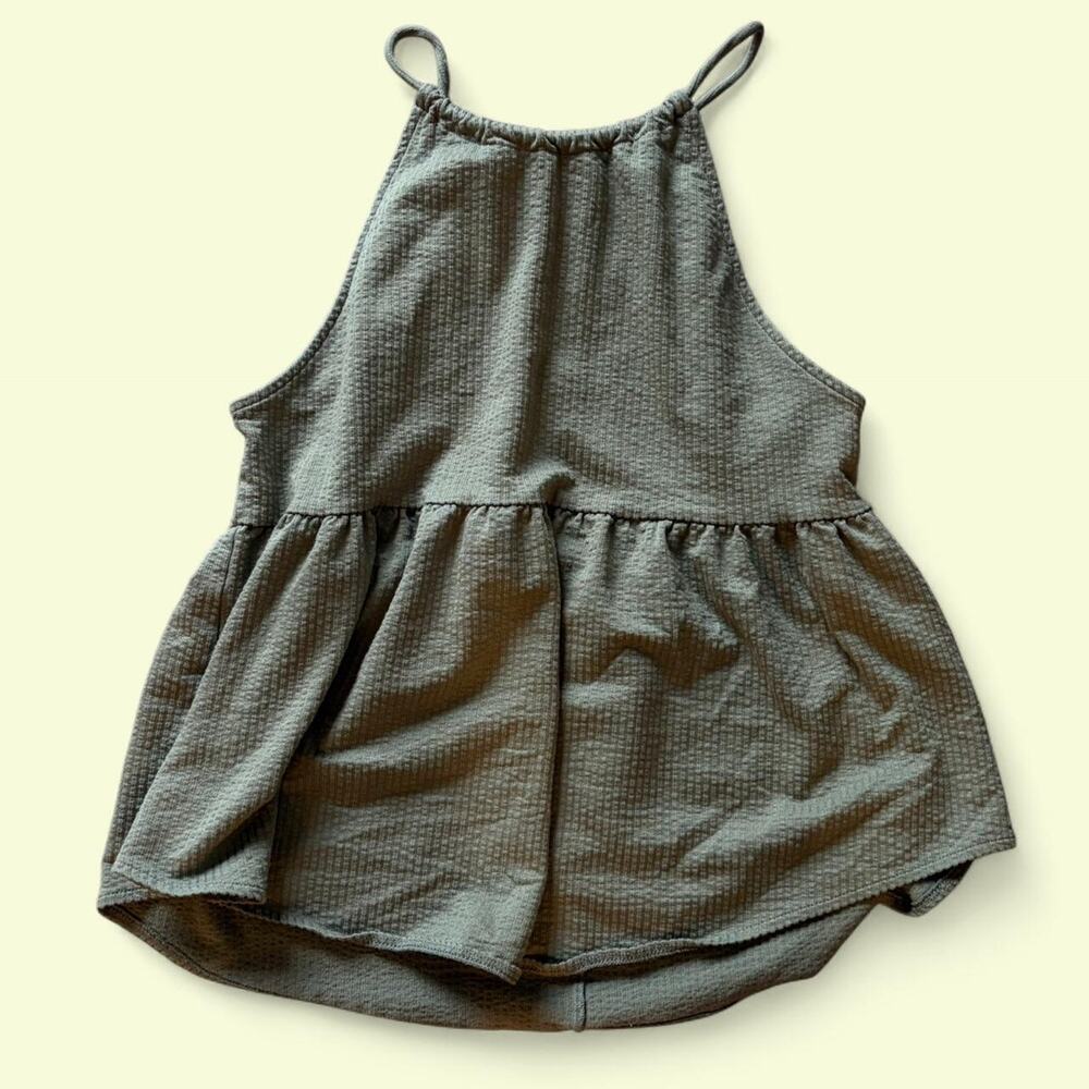 Olive Green Halter Neck Tank - M